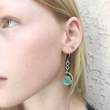 Load image into Gallery viewer, Transparent Seagreen Copper enamel wave eternity earrings