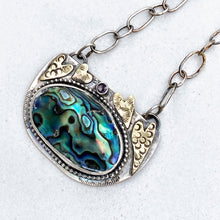 Load image into Gallery viewer, abalone mixed metal hearts  alexandrite pendant