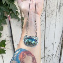 Load image into Gallery viewer, abalone mixed metal hearts  alexandrite pendant