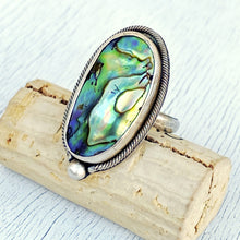 Load image into Gallery viewer, Abalone shell love sterling ring