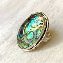 Load image into Gallery viewer, Abalone shell love sterling ring