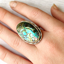 Load image into Gallery viewer, Abalone shell love sterling ring