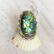 Load image into Gallery viewer, Abalone shell love sterling ring