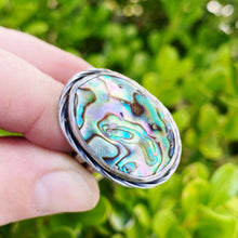 Load image into Gallery viewer, Abalone shell love sterling ring
