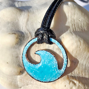 Aqua Blue Enamel Mini Wave Necklace