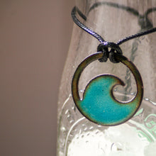 Load image into Gallery viewer, Transparent Aqua Blue Enamel Wave Necklace