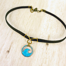 Load image into Gallery viewer, Light Blue Enamel Mini Wave Choker Necklace