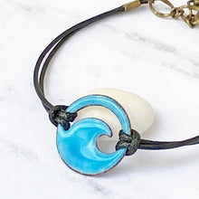 Load image into Gallery viewer, Aqua Blue Enamel Mini Wave Bracelet