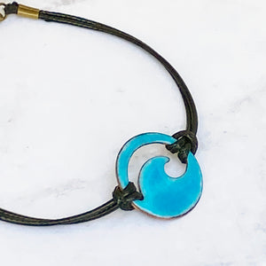 Aqua Blue Enamel Mini Wave Bracelet
