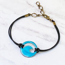 Load image into Gallery viewer, Aqua Blue Enamel Mini Wave Bracelet