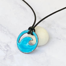Load image into Gallery viewer, Aqua Blue Enamel Mini Wave Necklace
