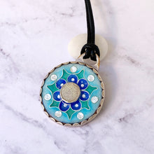 Load image into Gallery viewer, Ocean inspired mandala cloisonné druzy pendant