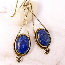 Load image into Gallery viewer, Denim Lapis Lazuli eternity spiral sterling earrings