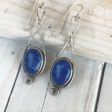 Load image into Gallery viewer, Denim Lapis Lazuli eternity spiral sterling earrings