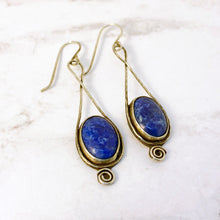 Load image into Gallery viewer, Denim Lapis Lazuli eternity spiral sterling earrings