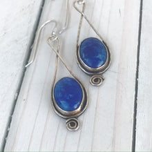 Load image into Gallery viewer, Denim Lapis Lazuli eternity spiral sterling earrings