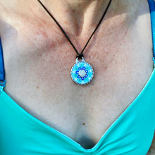 Load image into Gallery viewer, Ocean inspired mandala cloisonné druzy pendant