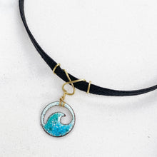 Load image into Gallery viewer, Blue Green Ocean bubbles enamel mini wave choker necklace