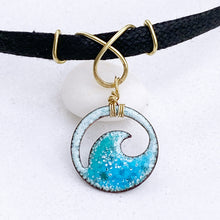 Load image into Gallery viewer, Blue Green Ocean bubbles enamel mini wave choker necklace