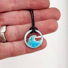 Load image into Gallery viewer, blue green enamel ocean bubbles mini wave necklace 