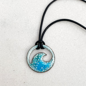 blue green enamel mini wave necklace Seaside Harmony Jewelry