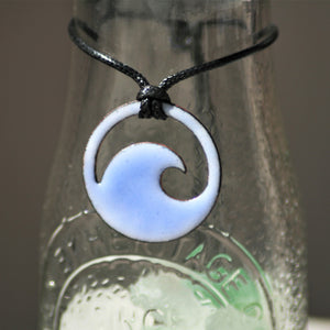 Light Blue Enamel Wave Necklace