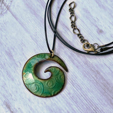 Load image into Gallery viewer, Spiral Enamel Seagreen Copper Necklace