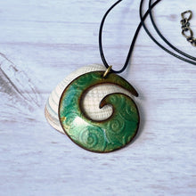 Load image into Gallery viewer, Spiral Enamel Seagreen Copper Necklace