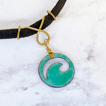 Load image into Gallery viewer, Seagreen Enamel Mini Wave Choker Necklace