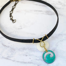 Load image into Gallery viewer, Seagreen Enamel Mini Wave Choker Necklace