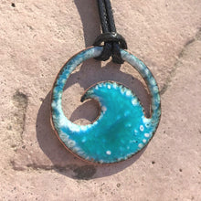 Load image into Gallery viewer, Turquoise Blue Enamel Wave Necklace