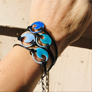 Turquoise Blue Enamel Mini Wave Bracelet