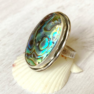 Abalone shell love sterling ring – Seaside Harmony Jewelry