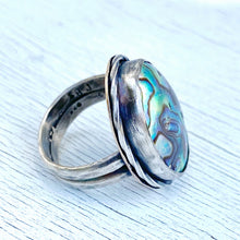 Load image into Gallery viewer, Abalone shell love sterling ring