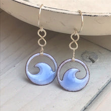 Load image into Gallery viewer, Sky Blue Copper enamel wave eternity earrings