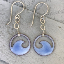 Load image into Gallery viewer, Sky Blue Copper enamel wave eternity earrings