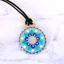 Load image into Gallery viewer, Ocean inspired mandala cloisonné druzy pendant