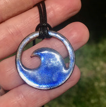 Load image into Gallery viewer, Transparent Royal Blue Enamel Wave Necklace
