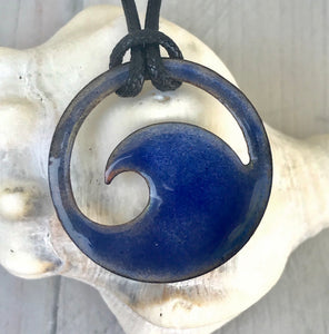 Transparent Royal Blue Enamel Wave Necklace