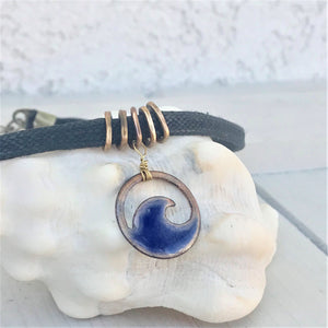 Midnight Blue Enamel Mini Wave Choker Necklace