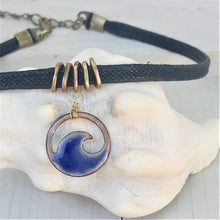 Load image into Gallery viewer, Midnight Blue Enamel Mini Wave Choker Necklace