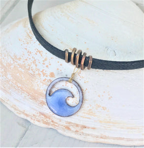 Light Blue Enamel Mini Wave Choker Necklace