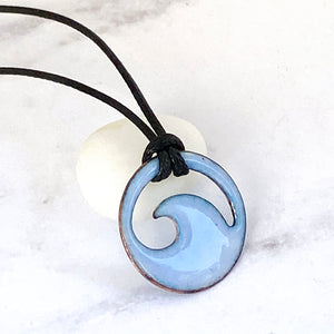 Light Blue Enamel Mini Wave Necklace