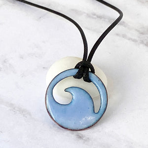 Light Blue Enamel Mini Wave Necklace