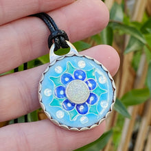 Load image into Gallery viewer, Ocean inspired mandala cloisonné druzy pendant