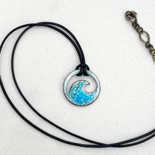 Load image into Gallery viewer, blue green enamel mini wave necklace Seaside Harmony Jewelry