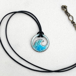 blue green enamel mini wave necklace Seaside Harmony Jewelry