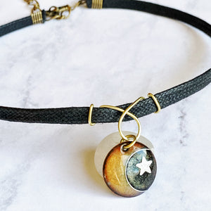 moon and stars enamel cloisonne pendant seaside harmony jewelry