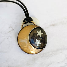 Load image into Gallery viewer, moon and stars enamel cloisonne pendant seaside harmony jewelry