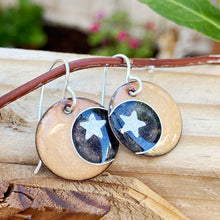 Load image into Gallery viewer, Moon and stars enamel earrings